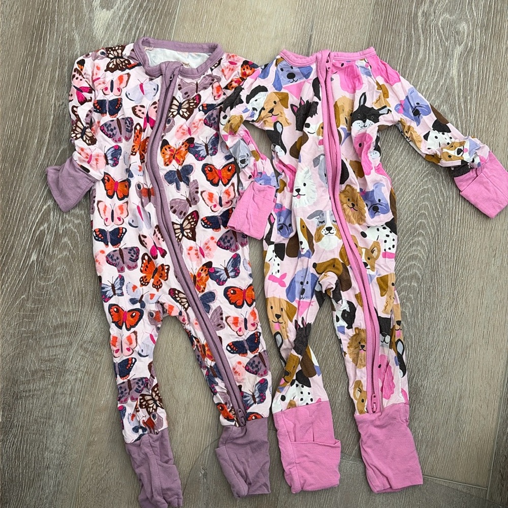 Little sleepies zippy 3-6 bundle - puppy, butterfly